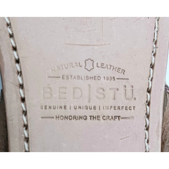 Bed Stu Auburn Flat Sandal Brown/Distressed Ivory Leather Stud Trim Handmade 7.5 - Picture 10 of 11